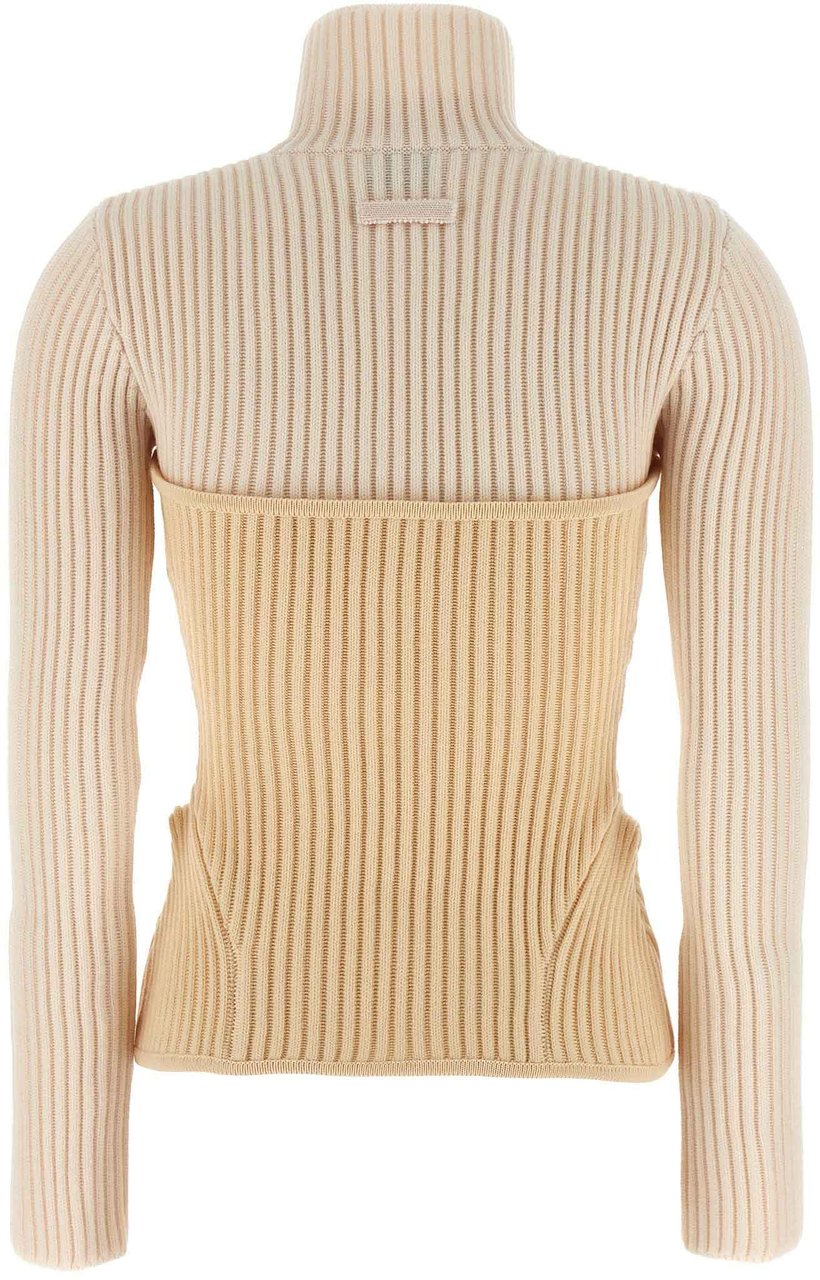 Jean Paul Gaultier Beige Merino Wool Cardigan Beige