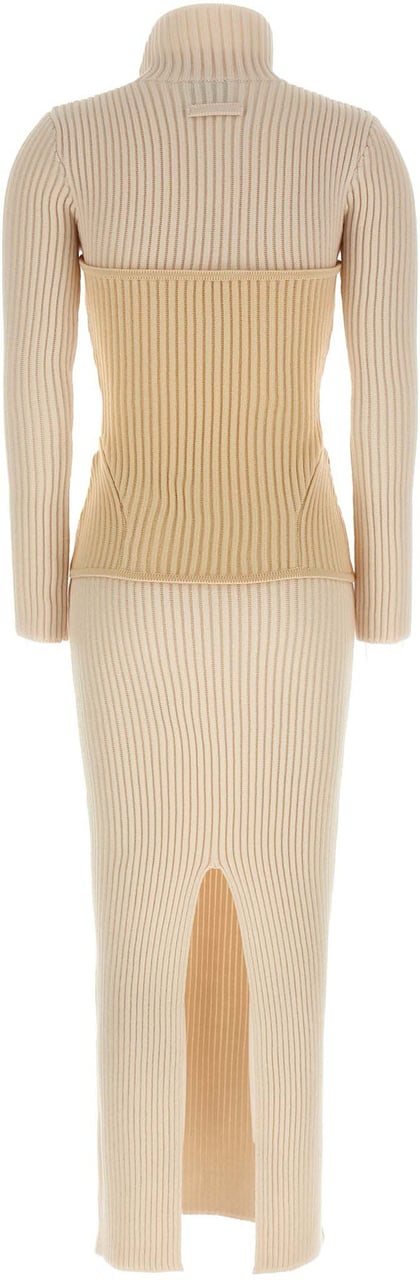 Jean Paul Gaultier Beige Merino Wool Long Dress Beige