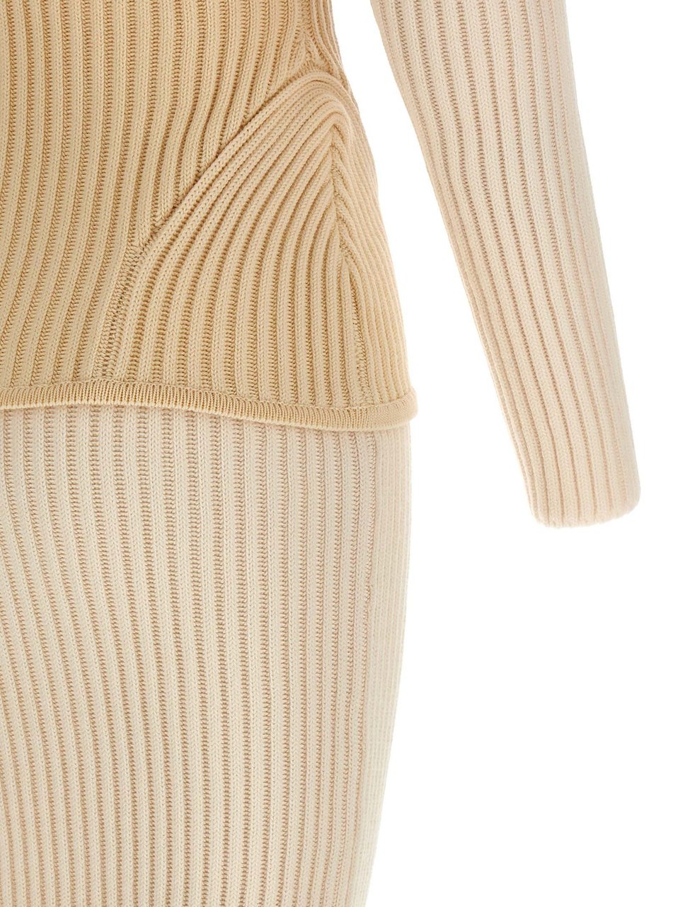 Jean Paul Gaultier Beige Merino Wool Long Dress Beige