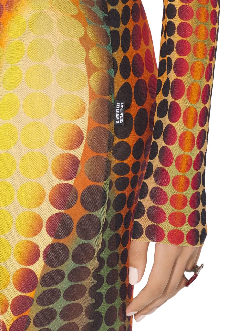 Jean Paul Gaultier Form-Fitting Maxi Dress With Optical Dot Pattern Bruin