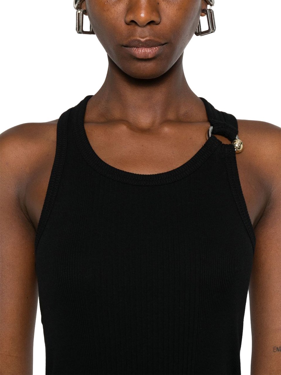 Jean Paul Gaultier Ribbed Knit Sleeveless Top Zwart
