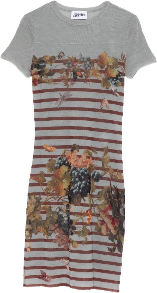 Jean Paul Gaultier Fitted Mini Dress with Floral Grijs