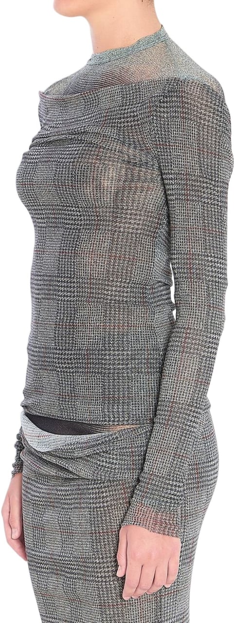 Jean Paul Gaultier Grey Prince of Wales Check Long-Sleeved Top Grijs