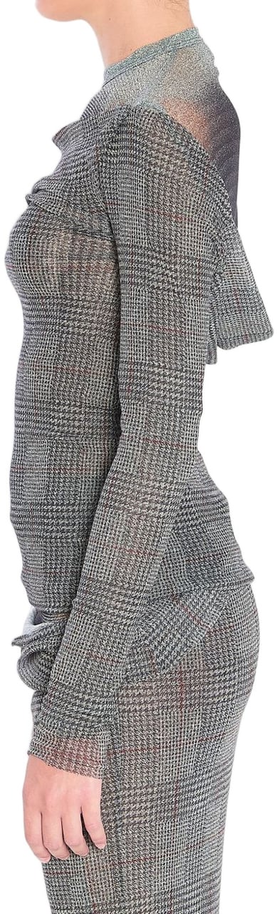Jean Paul Gaultier Grey Prince of Wales Check Long-Sleeved Top Grijs