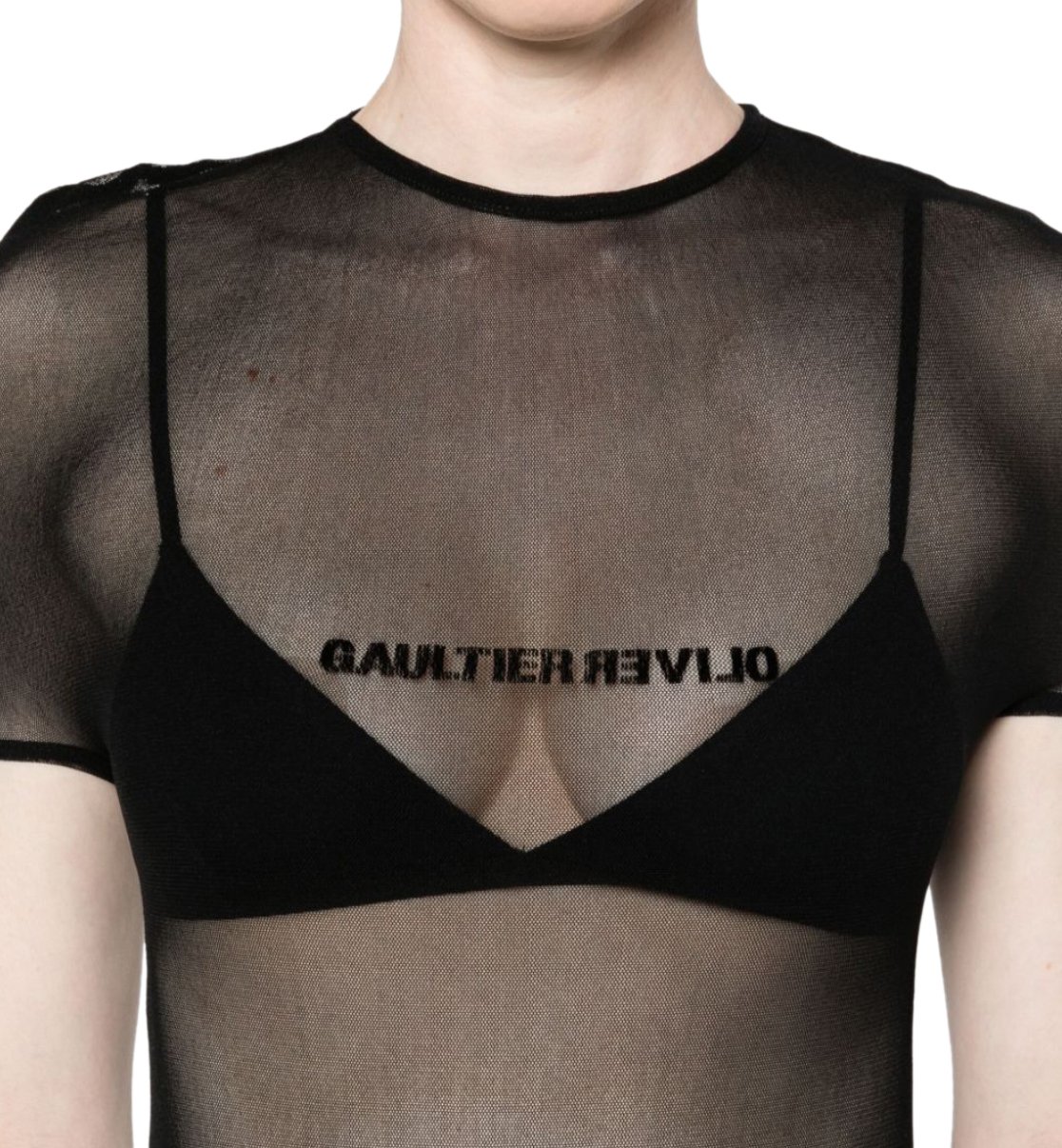 Jean Paul Gaultier Mesh Double Side Dress Black Zwart