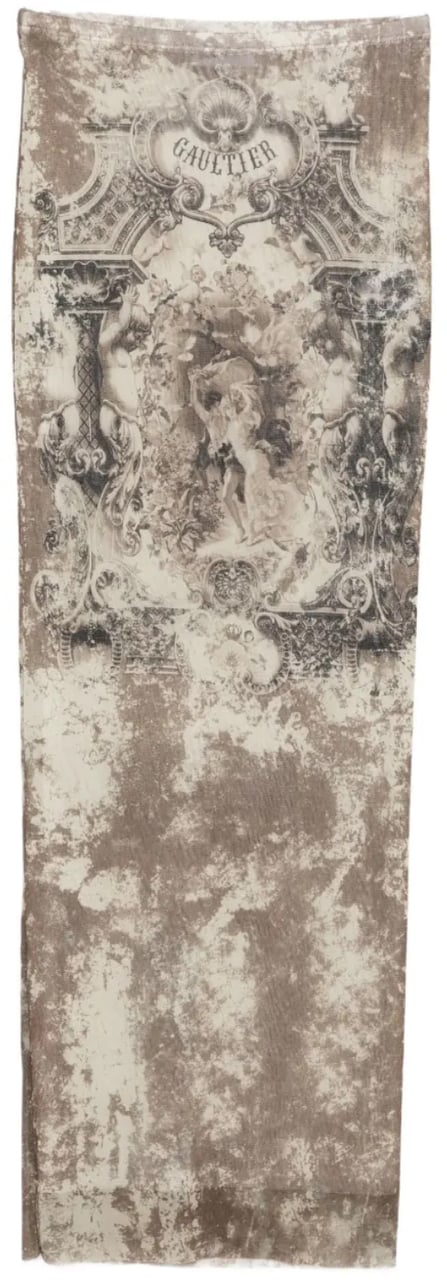 Jean Paul Gaultier Mesh Long Skirt Printed Médaillon Lightbeige/taupe Beige