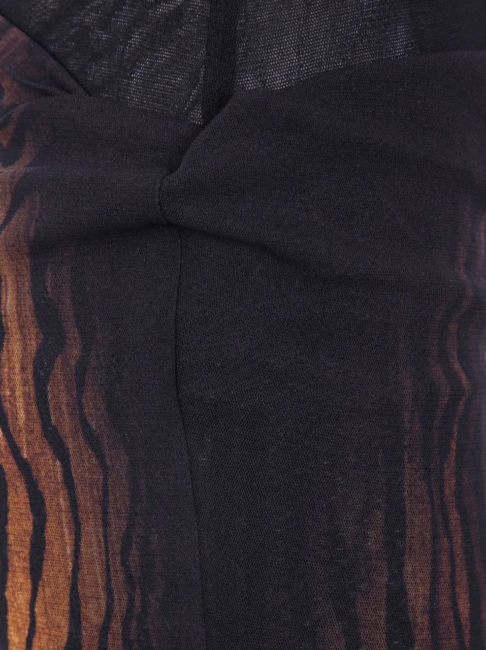 Jean Paul Gaultier Mesh Skirt Double Layer Printed "wood" Black/brown Zwart