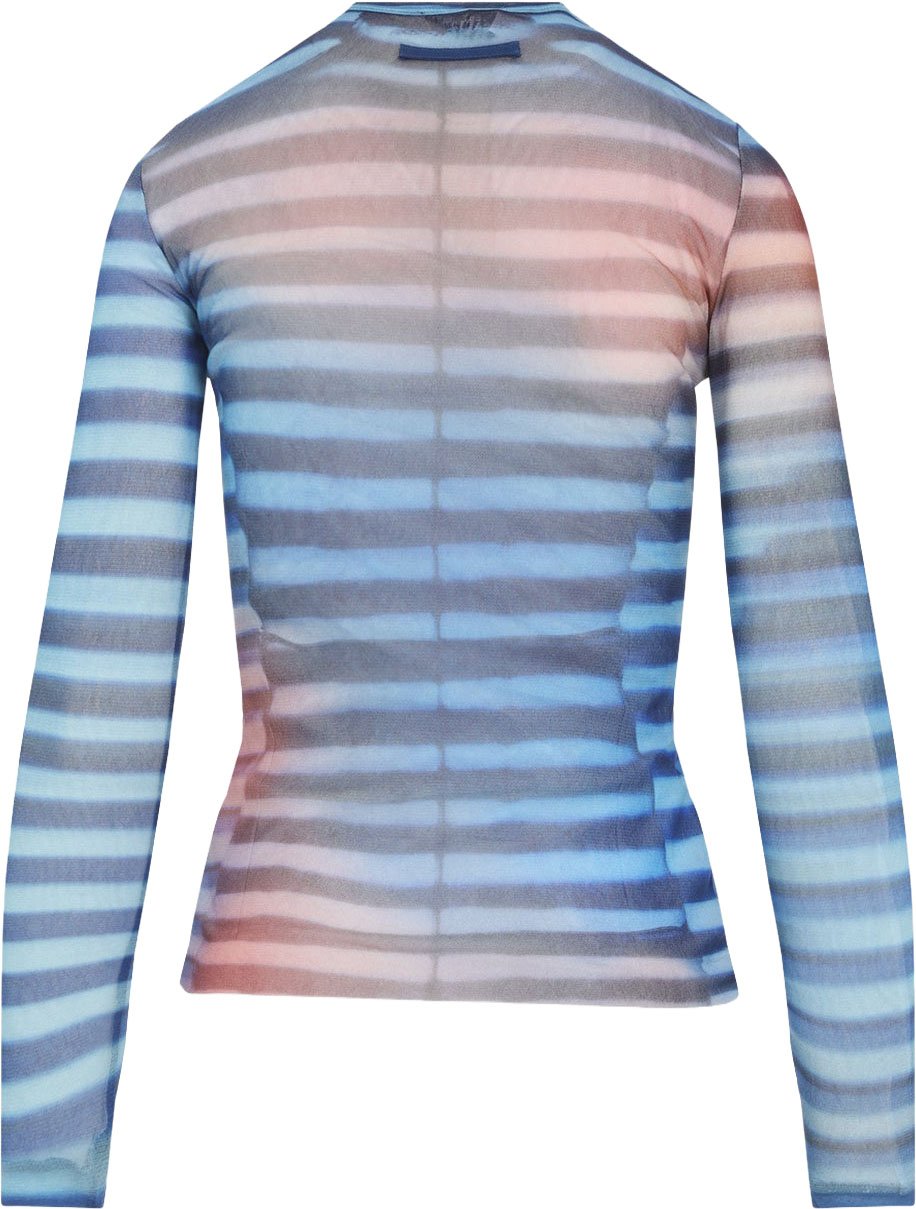 Jean Paul Gaultier Mesh Printed "Air" Long Sleeves Top Divers