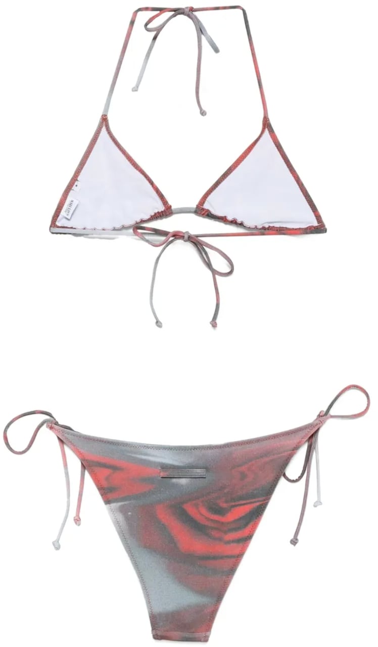 Jean Paul Gaultier Bikini Set Printed "blurry Roses" White/grey/red Wit