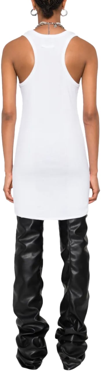 Jean Paul Gaultier Cotton Ribbed Short Dress With Lingerie Garter White Wit