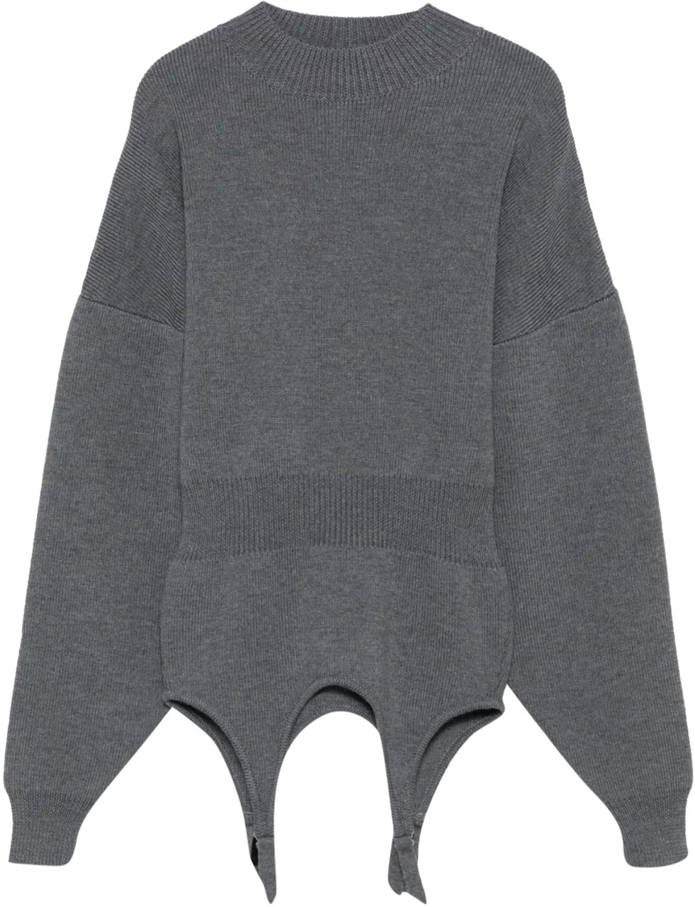 Jean Paul Gaultier Jersey High Neck Bat Sleeves Pullover With Lingerie Garter Middlegrey Grijs