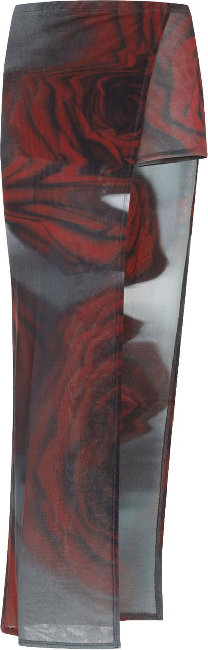 Jean Paul Gaultier Blurry Roses Asymmetric Midi Skirt Divers