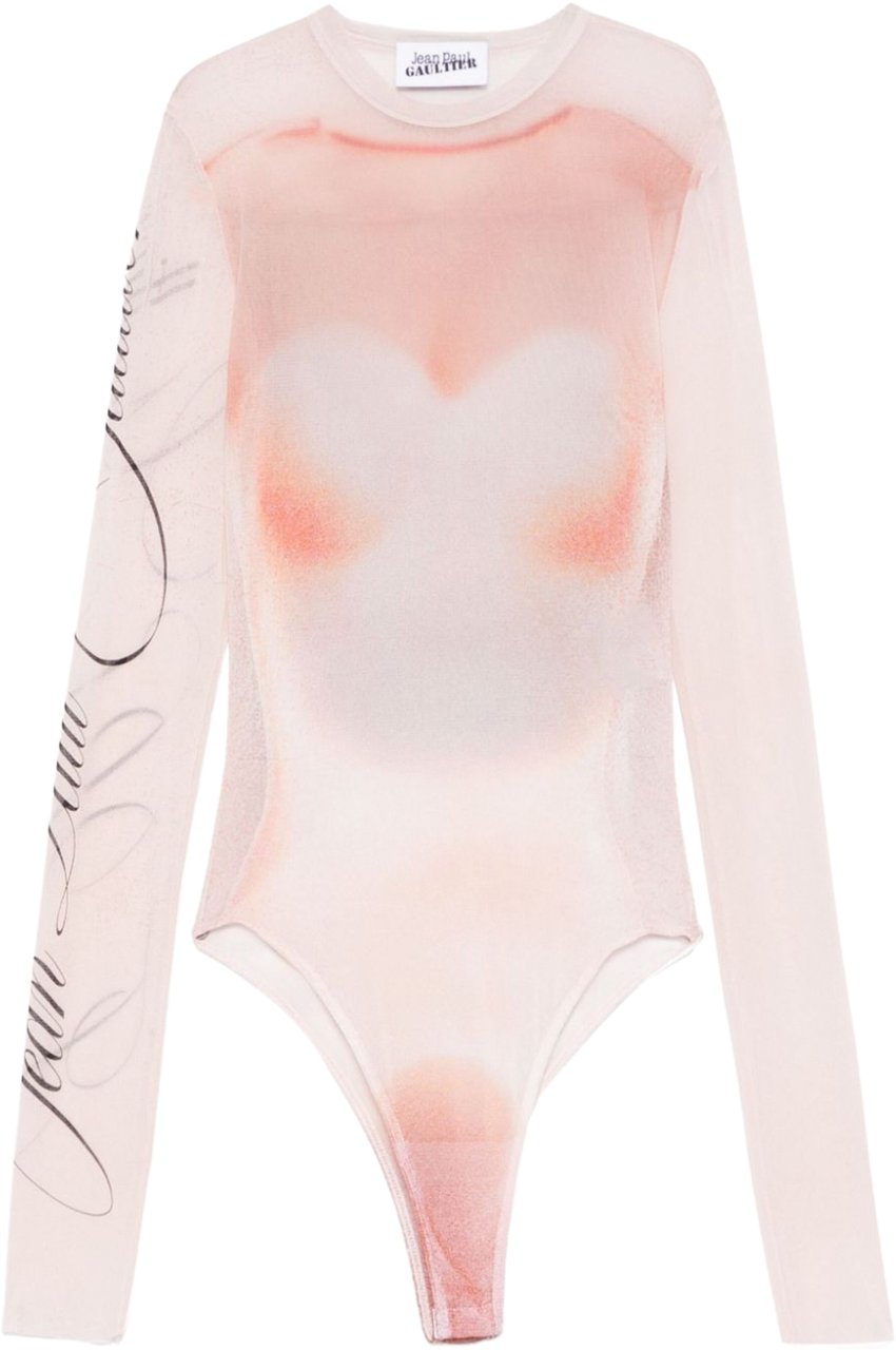 Jean Paul Gaultier Mesh Long Sleeves Body Printed Le Classique Palepink/dustypink Divers