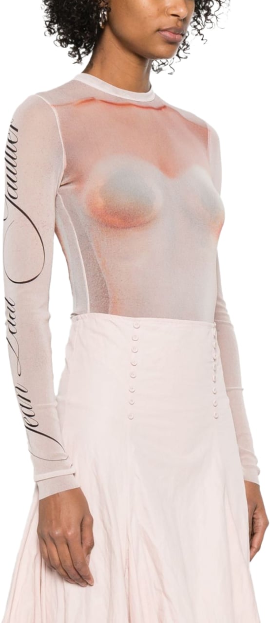 Jean Paul Gaultier Mesh Long Sleeves Body Printed Le Classique Palepink/dustypink Divers