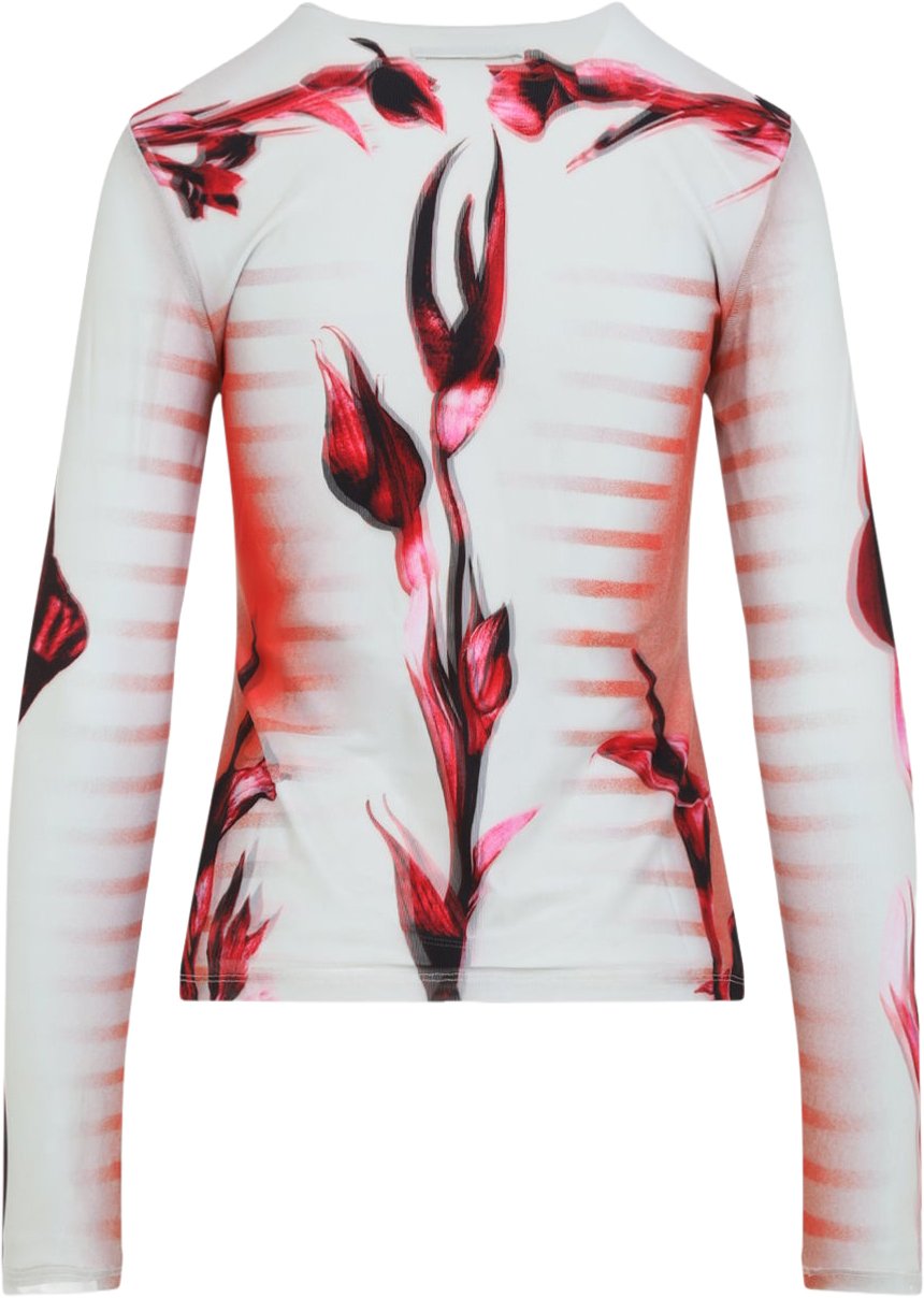 Jean Paul Gaultier Layered Long Sleeves Top Printed "Flower Body Morphing Mariniere" Divers
