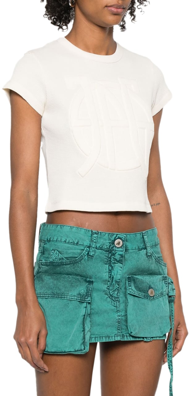 Jean Paul Gaultier Waffle Baby Tee With Embossing Ecru Divers