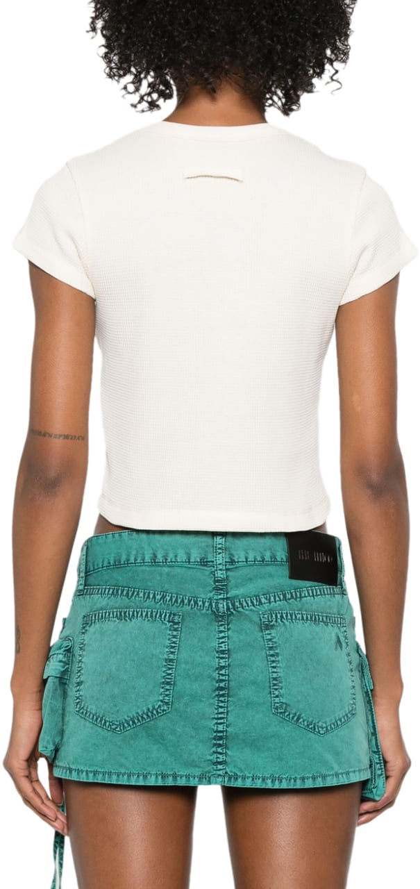 Jean Paul Gaultier Waffle Baby Tee With Embossing Ecru Divers