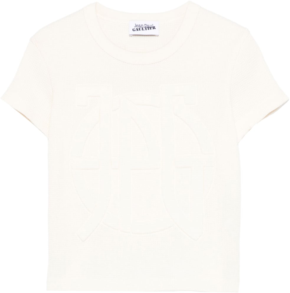 Jean Paul Gaultier Waffle Baby Tee With Embossing Ecru Divers