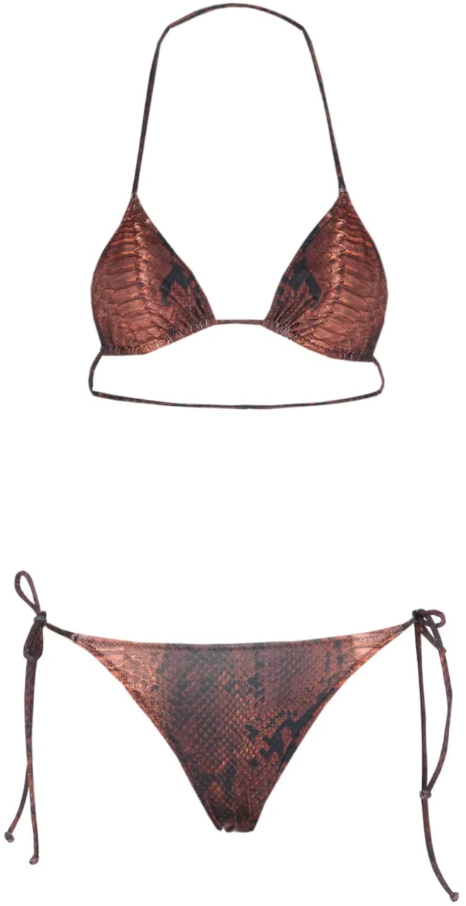Jean Paul Gaultier Bikini Set Printed Python Brown/black Zwart
