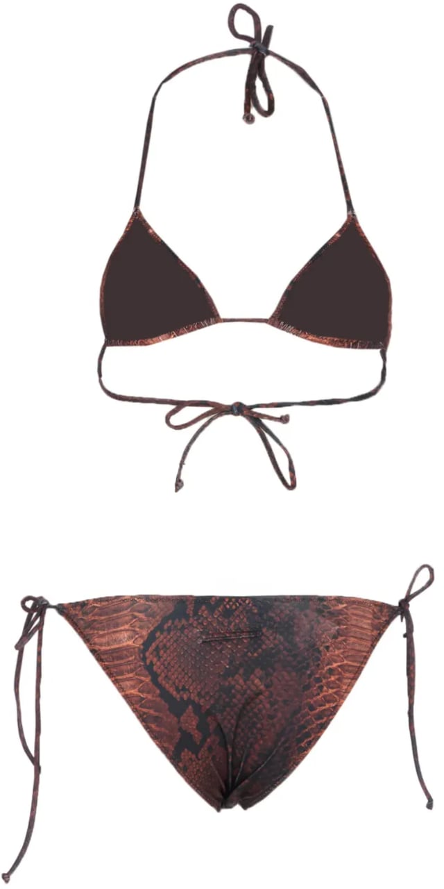 Jean Paul Gaultier Bikini Set Printed Python Brown/black Zwart
