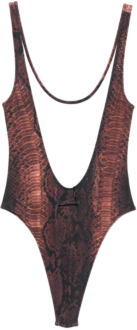 Jean Paul Gaultier Swimsuit Printed Python Brown/black Zwart