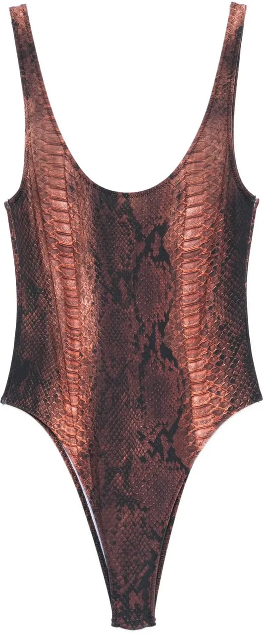 Jean Paul Gaultier Swimsuit Printed Python Brown/black Zwart