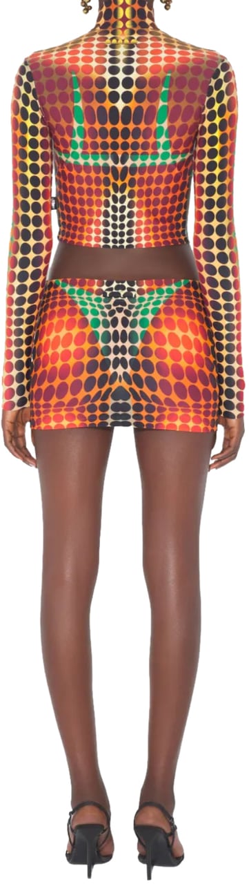 Jean Paul Gaultier Re-edition Top High Neck With Long Sleeves Orange/blue/brown Blauw