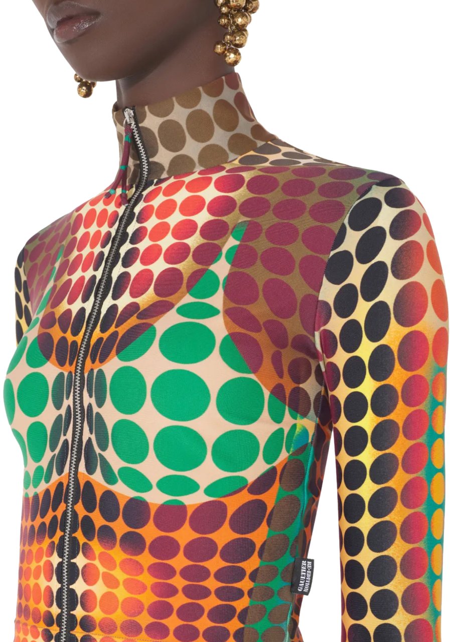 Jean Paul Gaultier Re-edition Top High Neck With Long Sleeves Orange/blue/brown Blauw