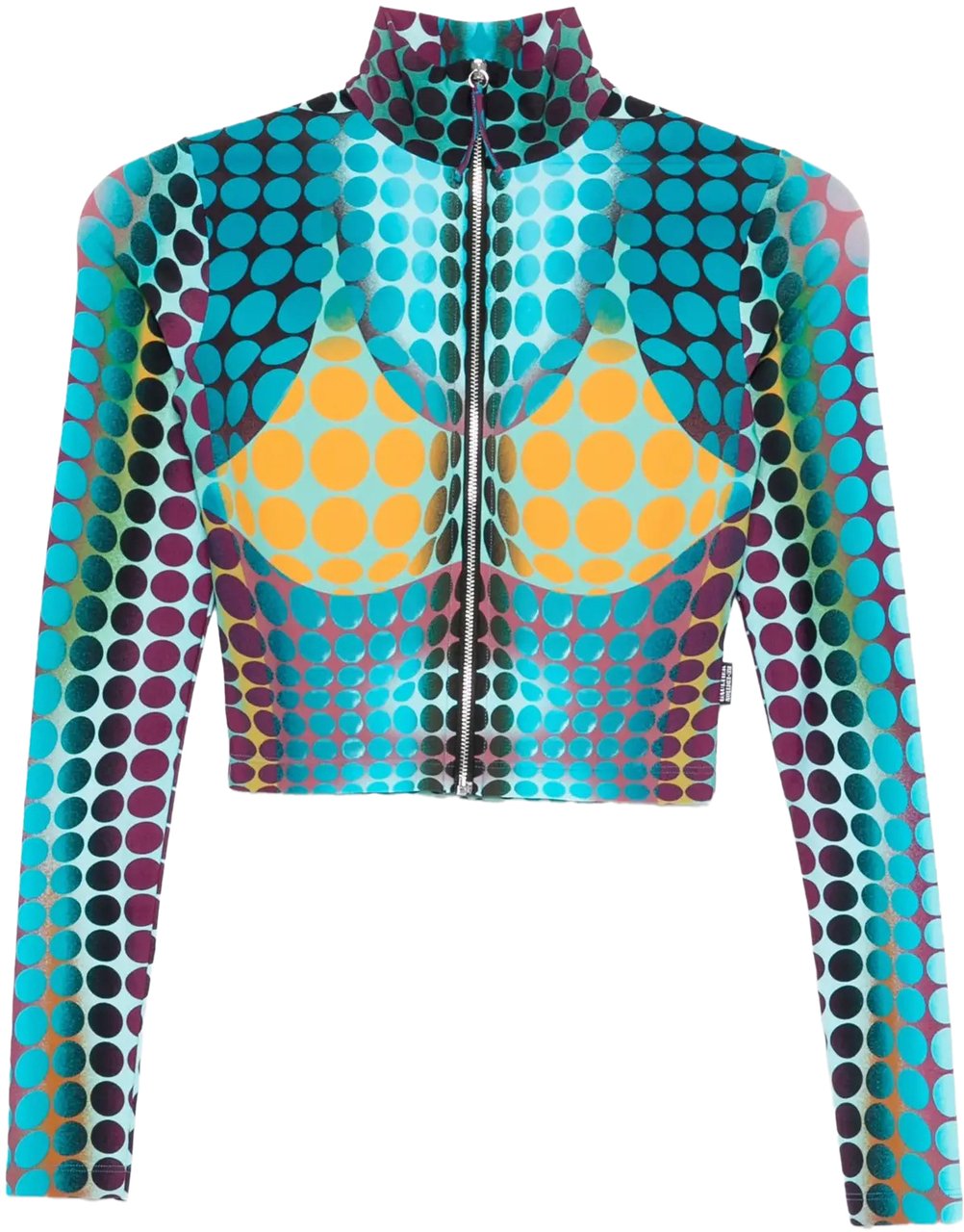 Jean Paul Gaultier Re-edition Top High Neck With Long Sleeves Blue/purple/yellow Geel