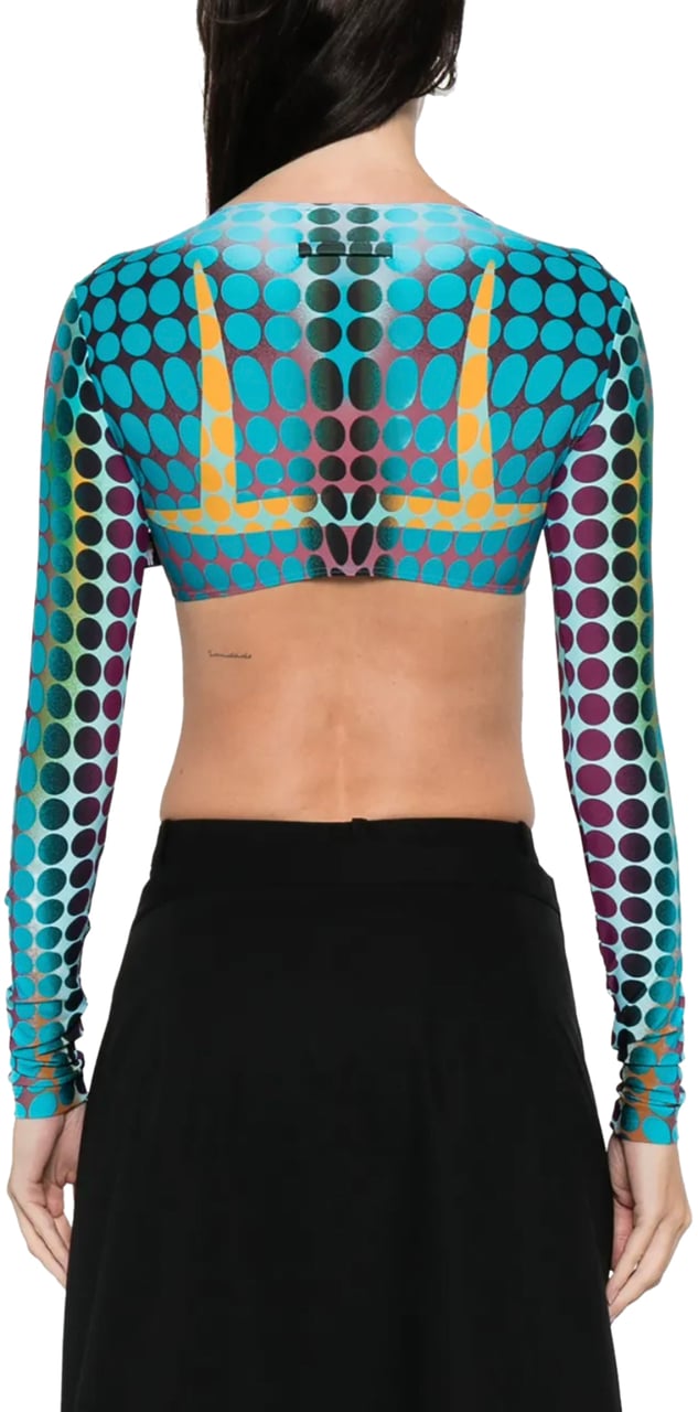 Jean Paul Gaultier Re-edition Cropped-top U Neck With Long Sleeves Blue/purple/yellow Geel