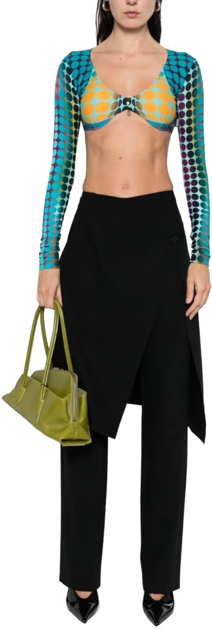Jean Paul Gaultier Re-edition Cropped-top U Neck With Long Sleeves Blue/purple/yellow Geel