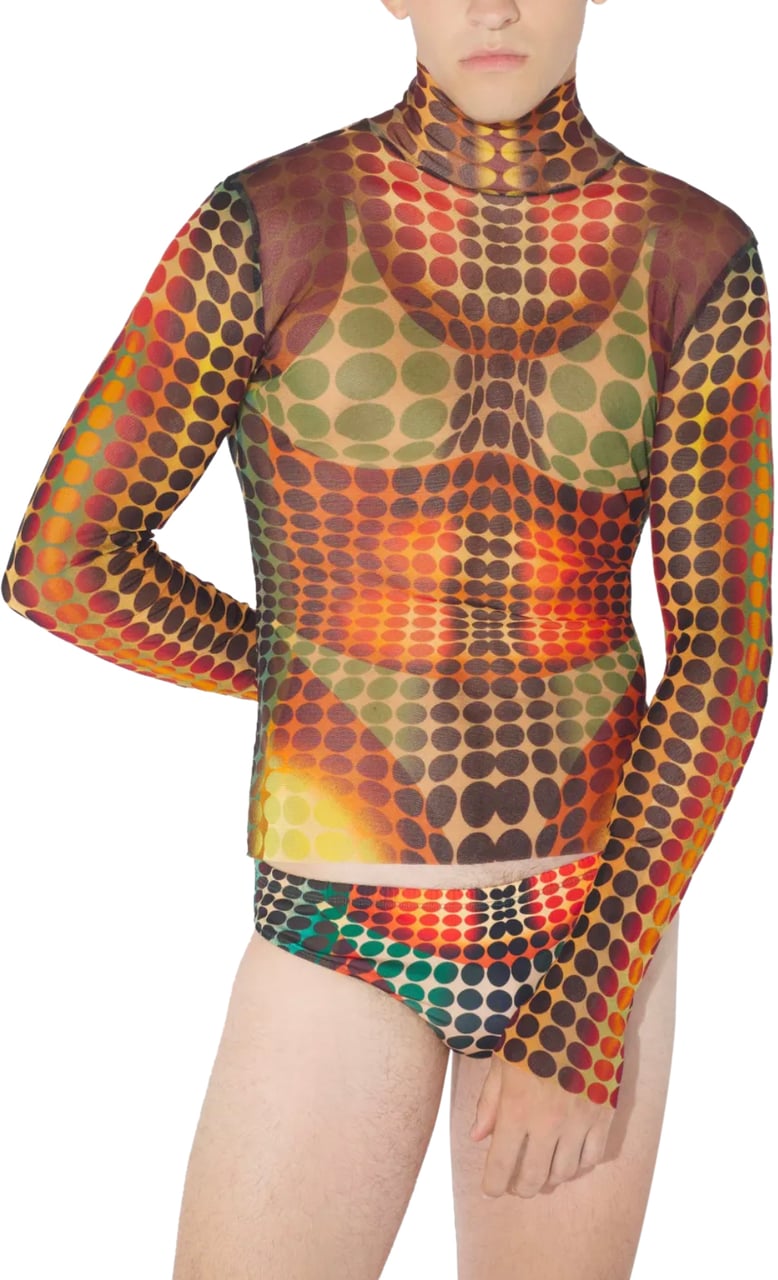 Jean Paul Gaultier Re-edition High Neck With Long Sleeves Orange/blue/brown Blauw