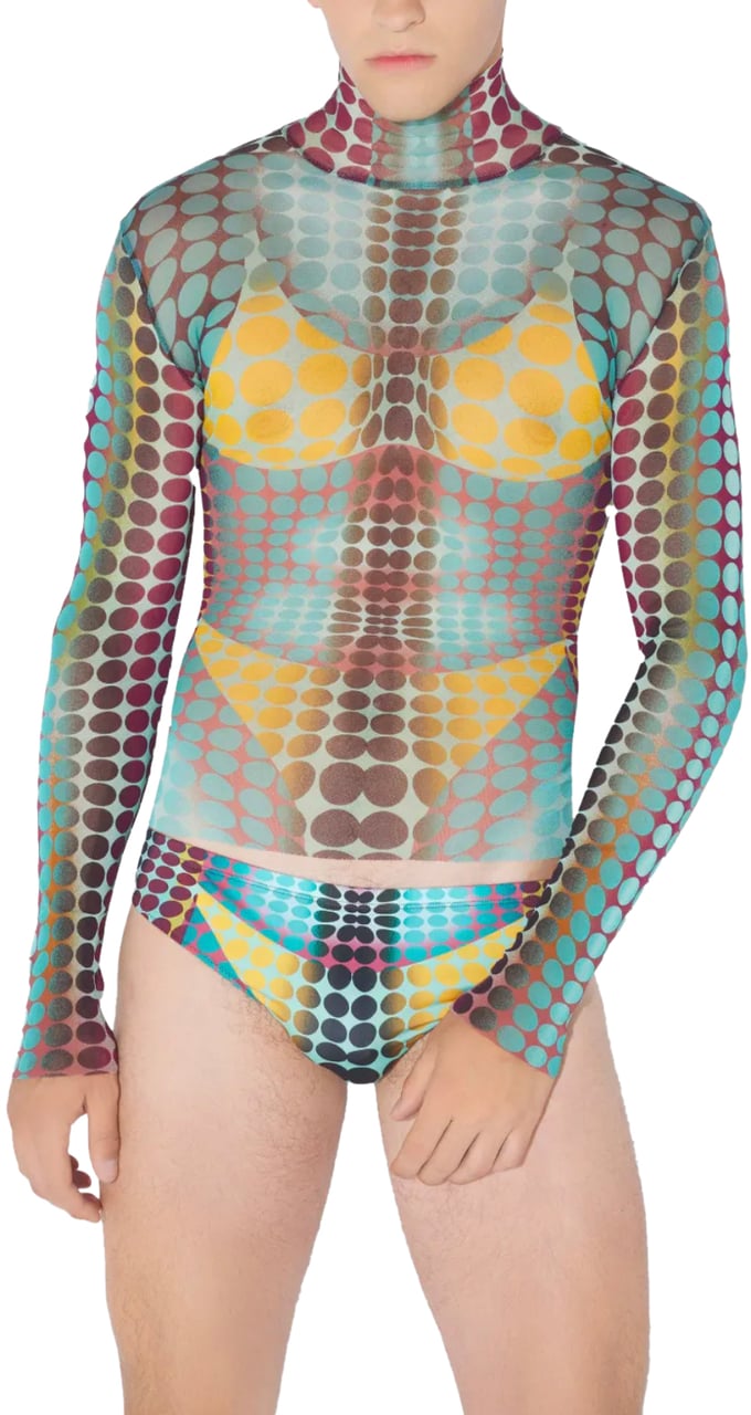 Jean Paul Gaultier Re-edition High Neck With Long Sleeves Blue/purple/yellow Geel