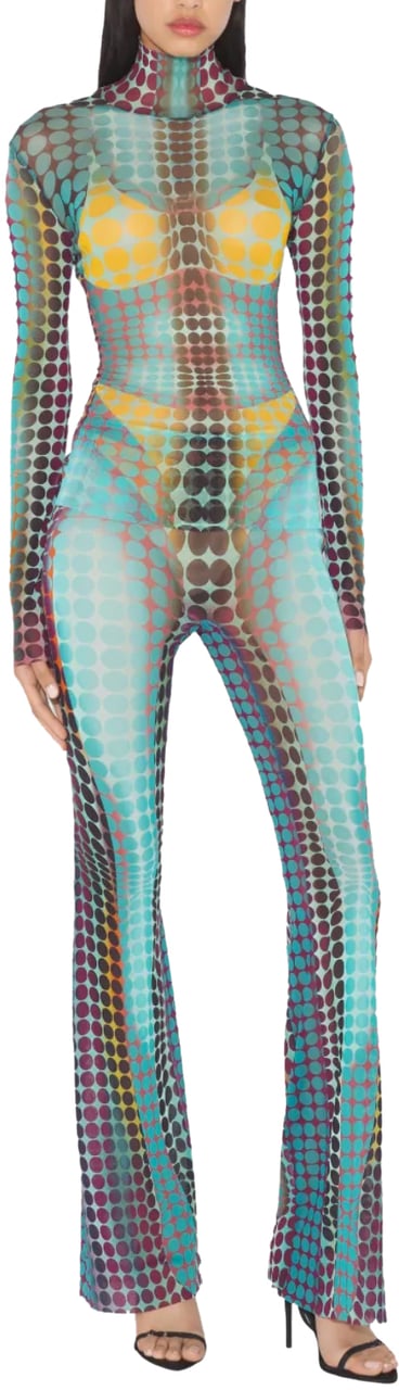 Jean Paul Gaultier Re-edition Flare Trousers Blue/purple/yellow Geel