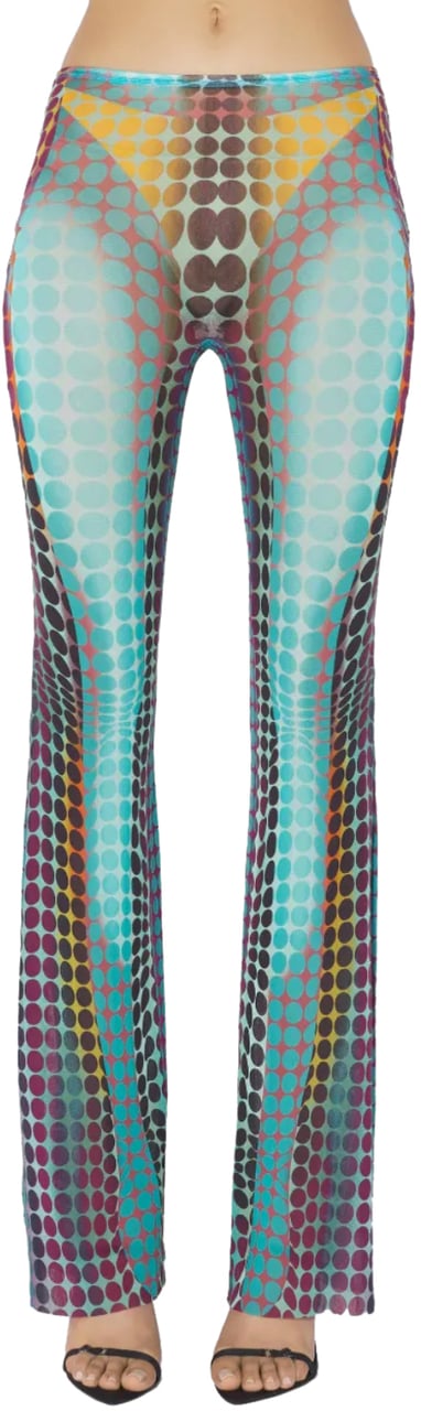 Jean Paul Gaultier Re-edition Flare Trousers Blue/purple/yellow Geel