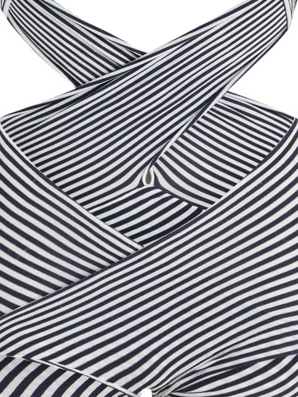 Jean Paul Gaultier Mix Synthetic Extra Stretch Striped Asymetric Body White/navy Blauw