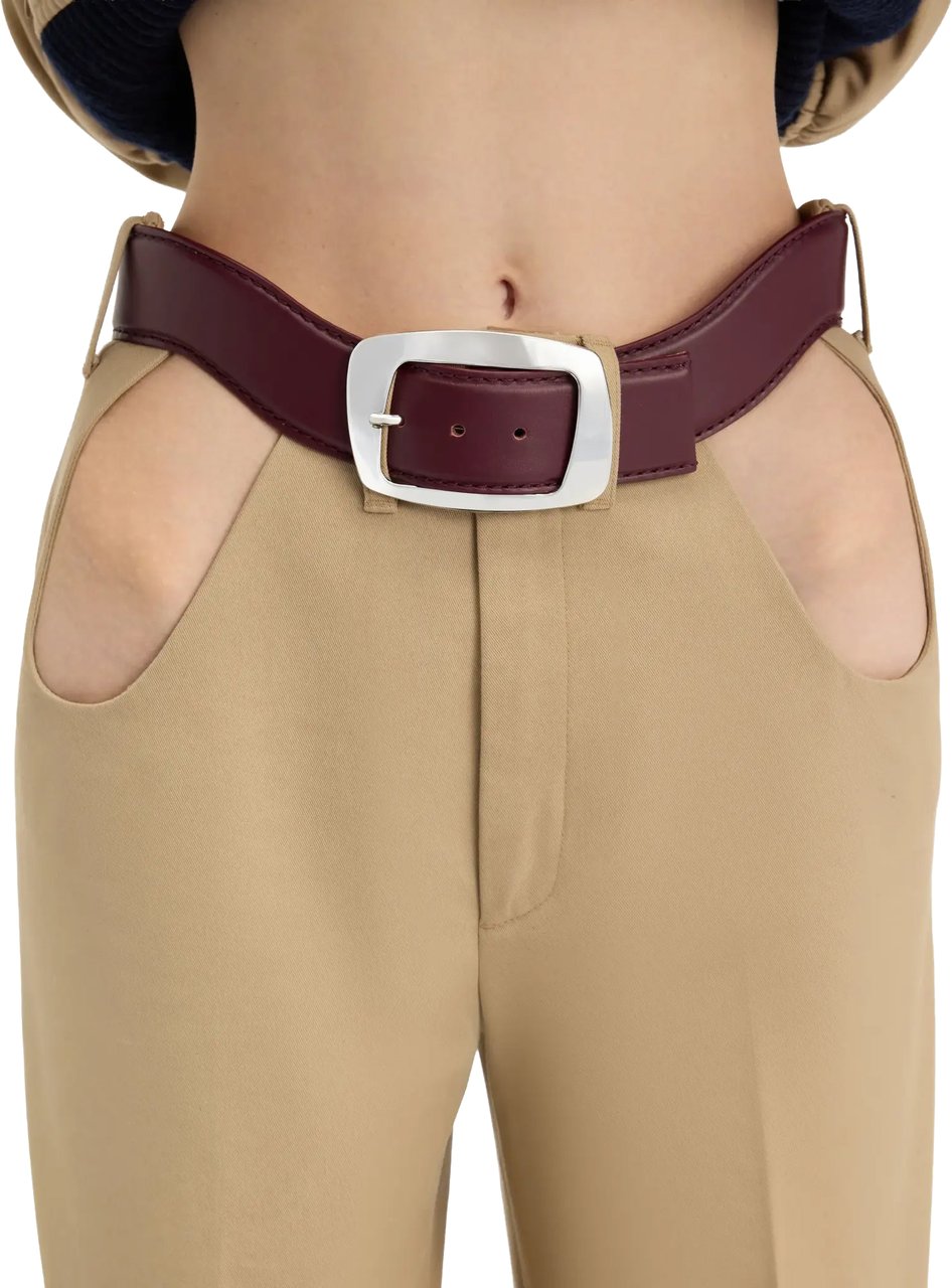 Jean Paul Gaultier Chino Trousers With Open Front Curves And Belt Light Beige Beige