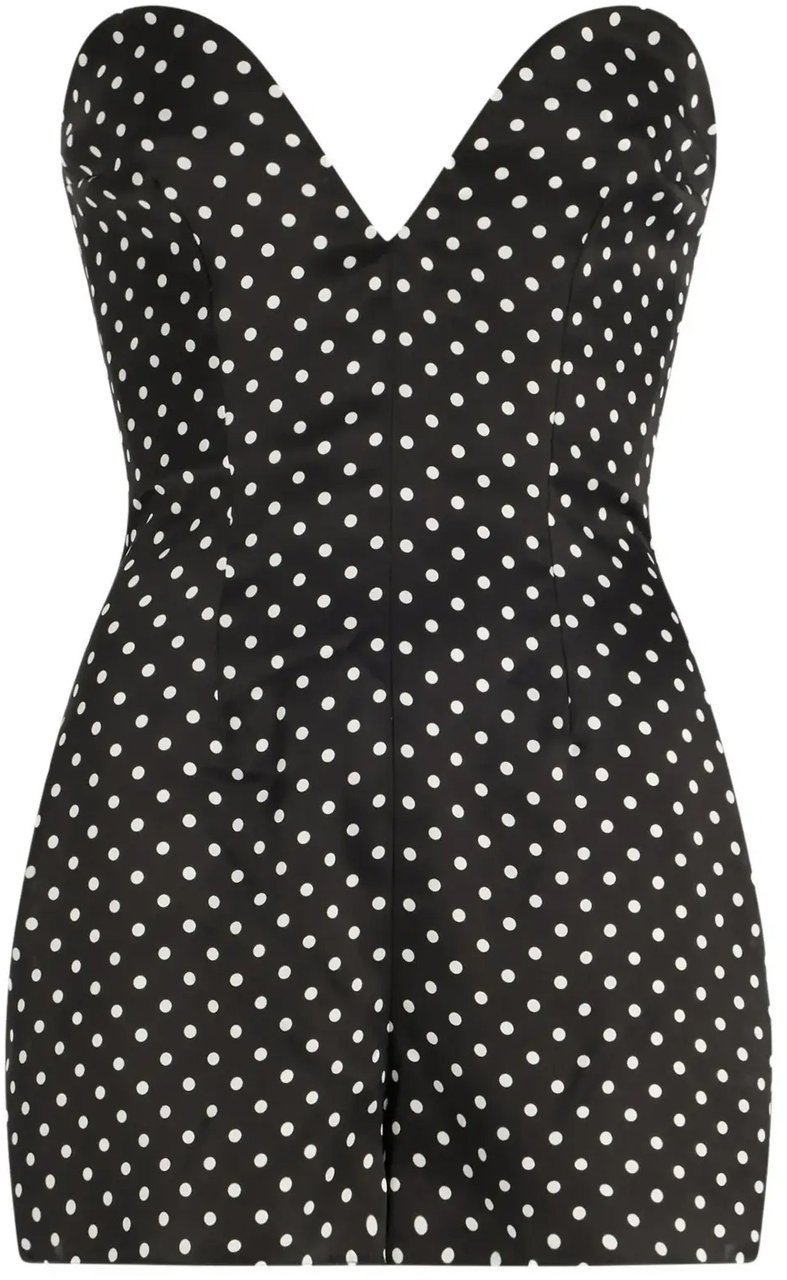 Jean Paul Gaultier Satin Polka Dots Bustier Jumpsuit Black/white Wit