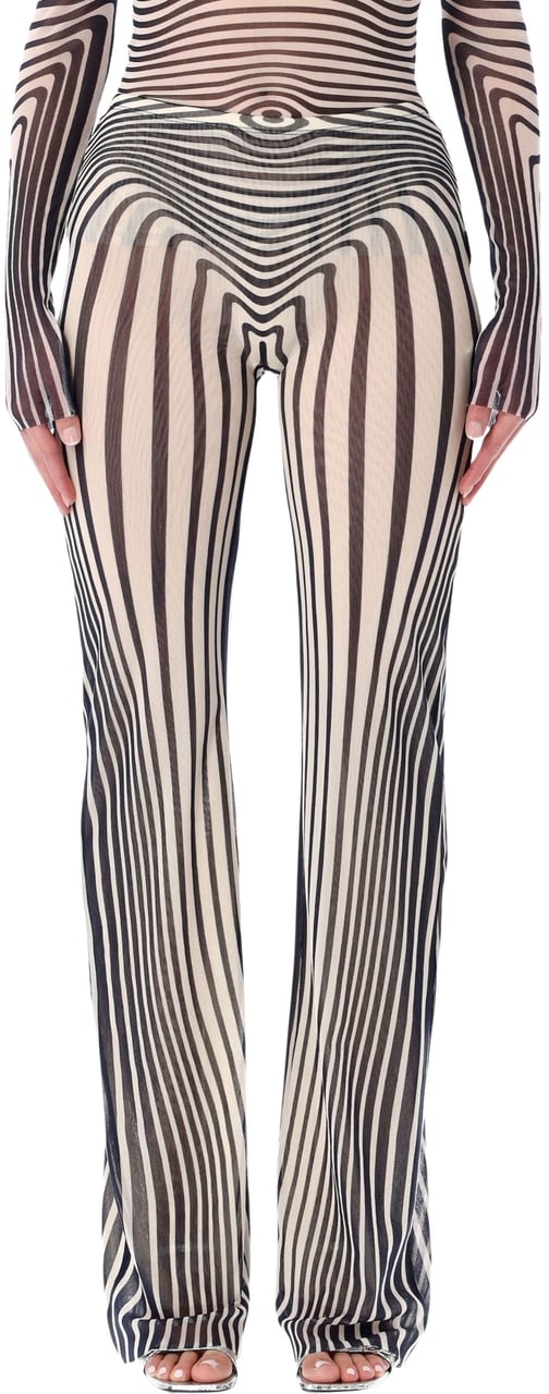 Jean Paul Gaultier Mesh Pant Morphing Stripes Ecru Navy Divers