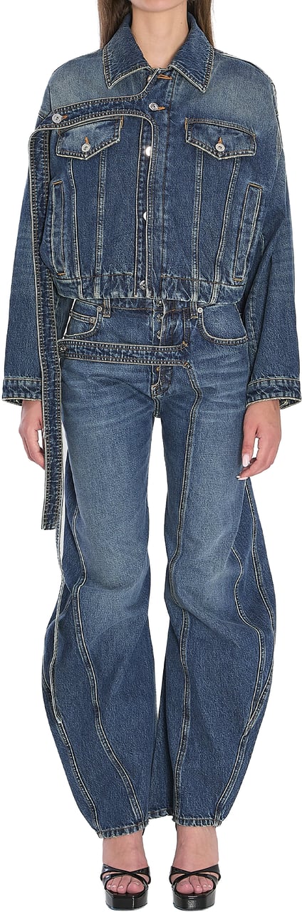 Jean Paul Gaultier Strap loose jeans in denim Blauw