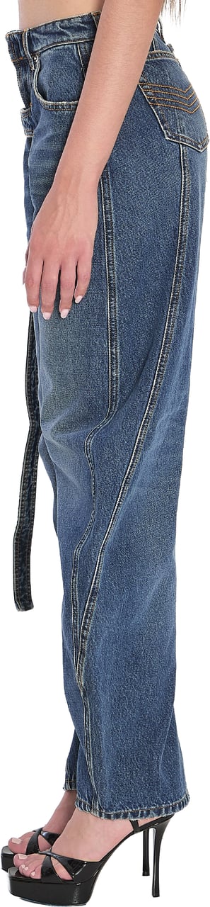 Jean Paul Gaultier Strap loose jeans in denim Blauw