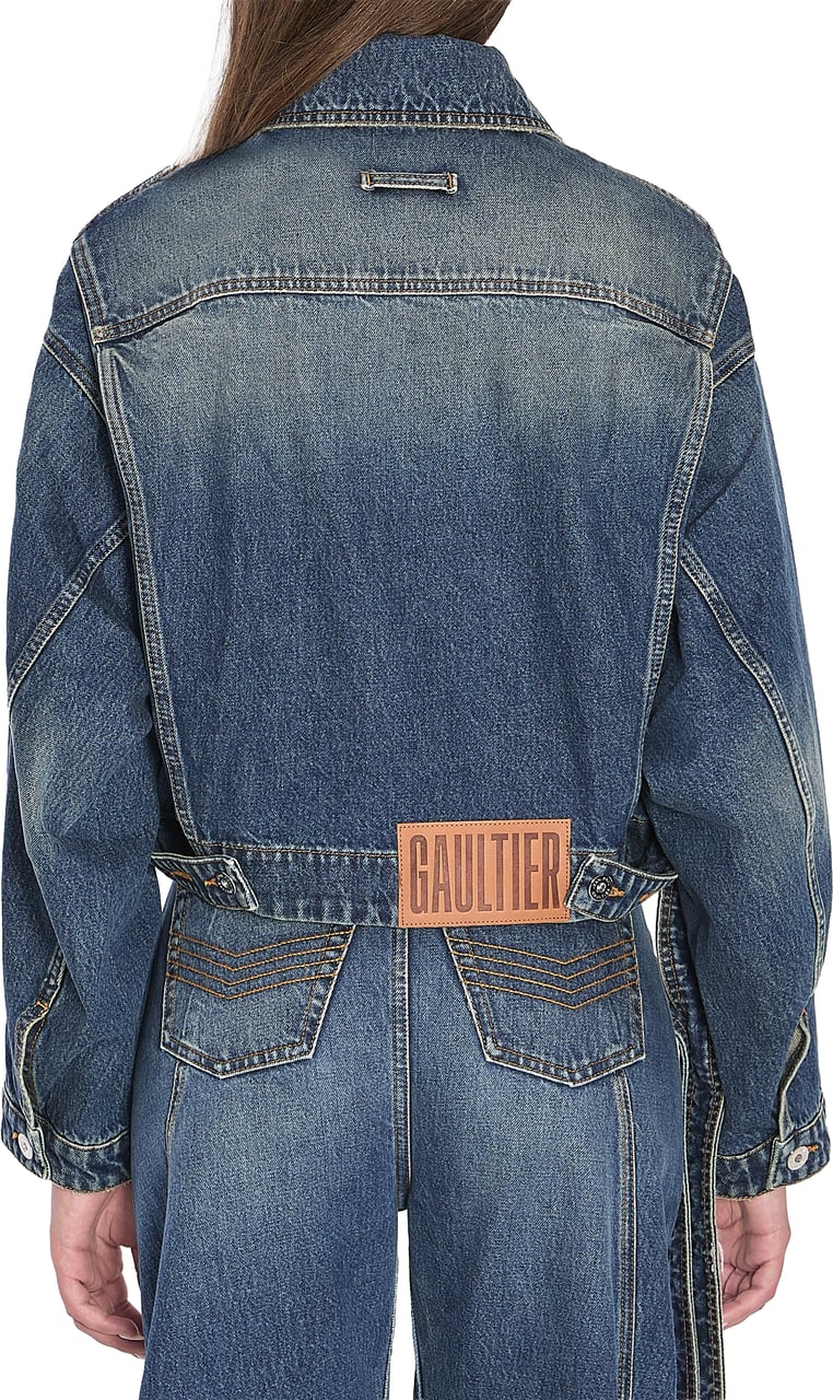 Jean Paul Gaultier Strap jacket in denim Blauw