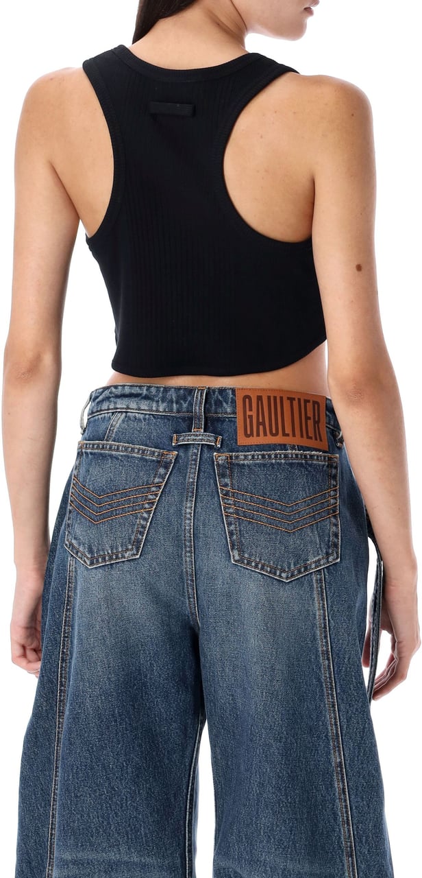 Jean Paul Gaultier Br Rib Cotton Lingerie Garter Nero Zwart