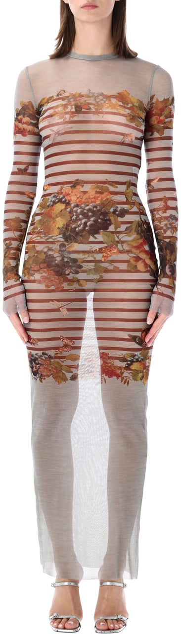 Jean Paul Gaultier Jean Paul Gaultier marinière mesh long dress Blauw