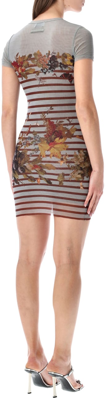 Jean Paul Gaultier Mesh Mini Dress Mariniere Grape Light Blue Multi Divers