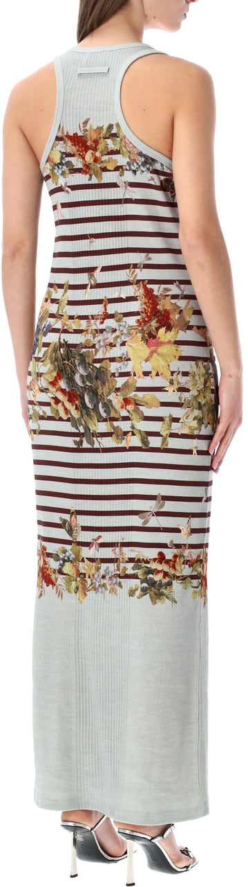 Jean Paul Gaultier Cotton Rib Tank Long Dress Mariniere Gra Light Blue Multi Divers