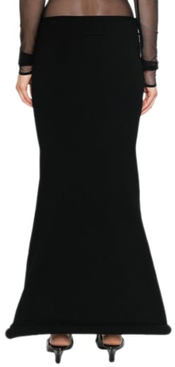 Jean Paul Gaultier Jersey Viscose Long Skirt With Foam Detail Black Zwart