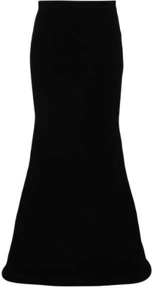 Jean Paul Gaultier Jersey Viscose Long Skirt With Foam Detail Black Zwart