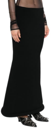 Jean Paul Gaultier Jersey Viscose Long Skirt With Foam Detail Black Zwart