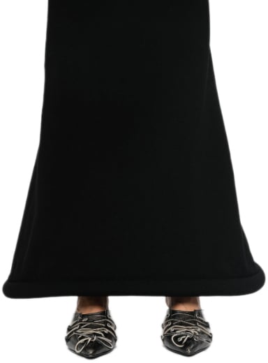 Jean Paul Gaultier Jersey Viscose Long Skirt With Foam Detail Black Zwart